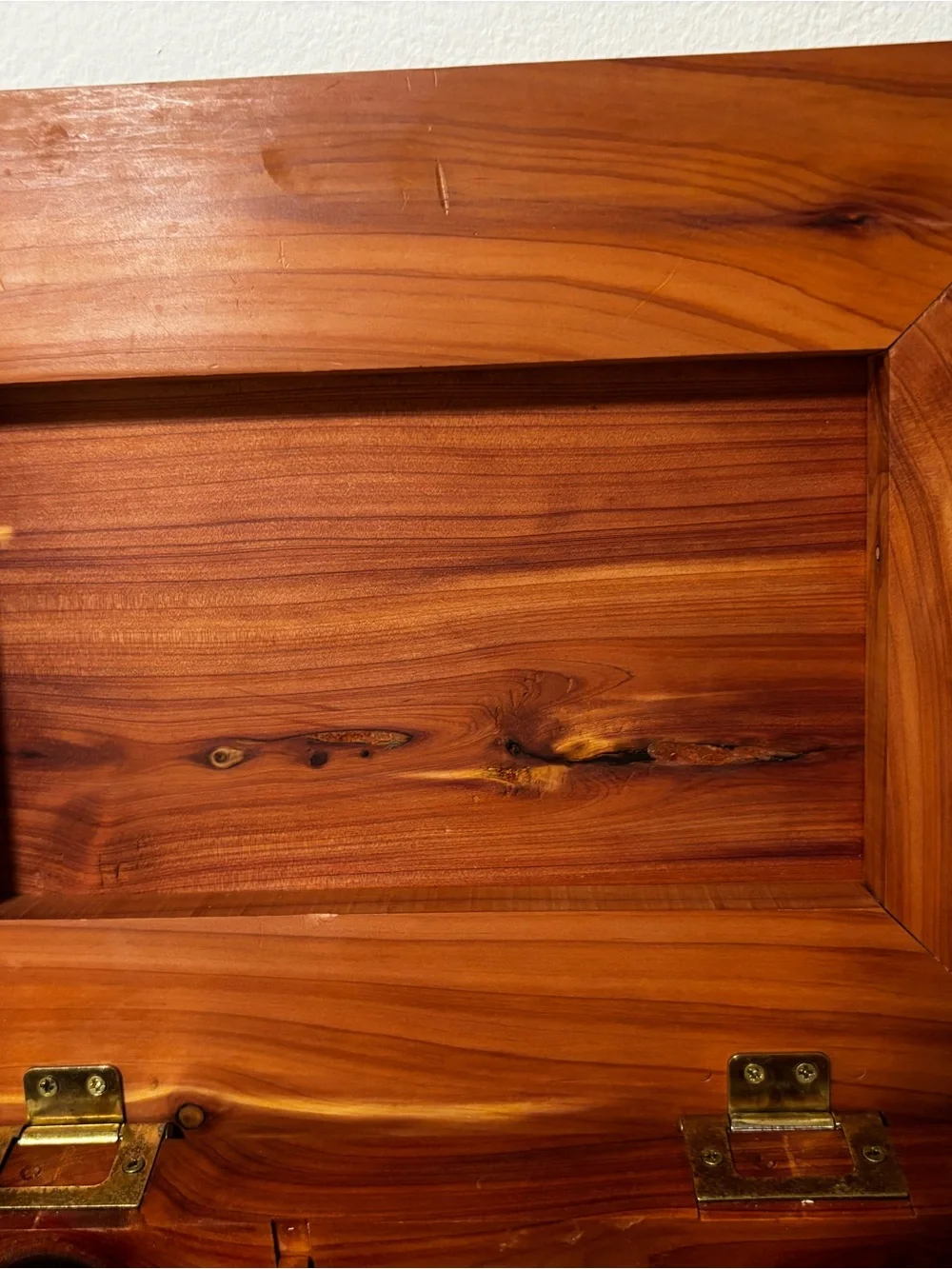 Vintage Cedar Jewelry Box with black felt